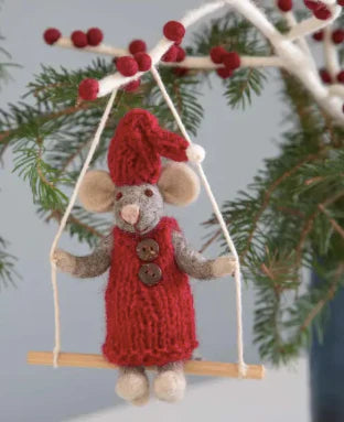 Small Mouse Girl on Swing Decoration | Gry & Sif | Miss Arthur | Home Goods | Tasmania