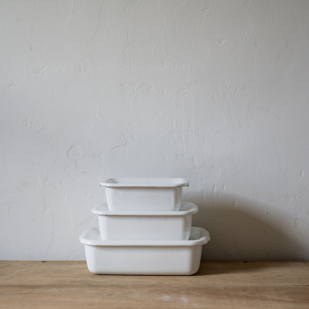 Noda Horo White Enamel Rectangle Deep Food Container Medium | Noda Horo | Miss Arthur | Home Goods | Tasmania