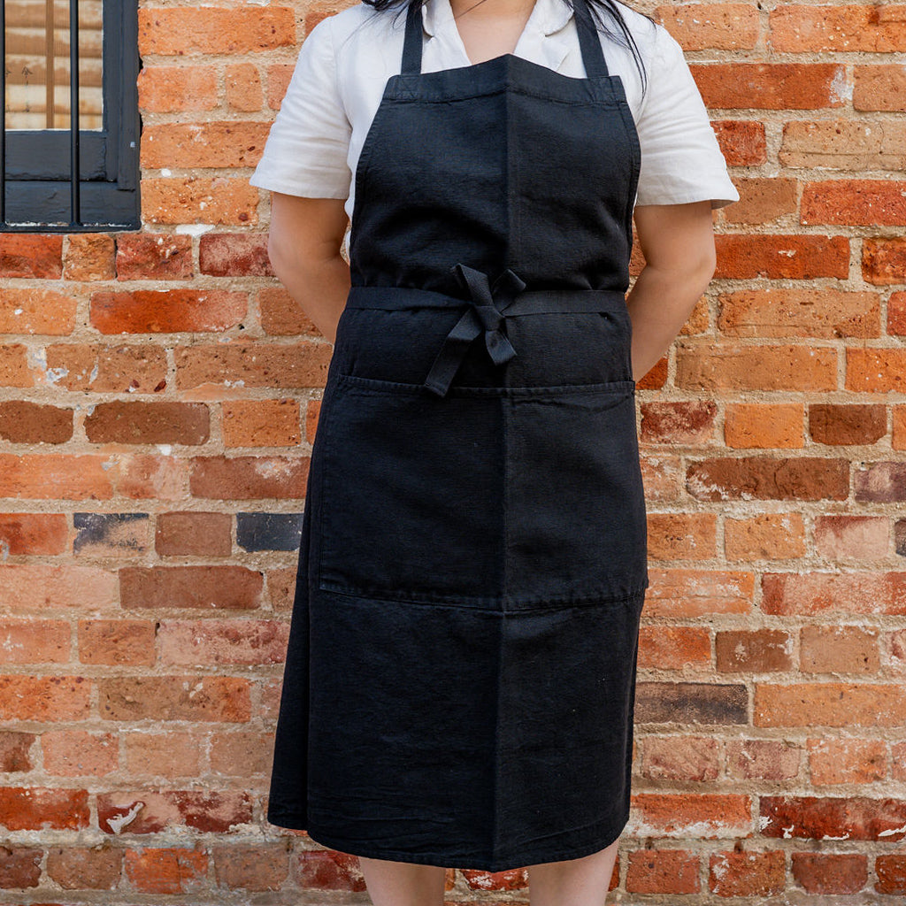 Charvet Éditions French Linen Apron Noir | Charvet Éditions | Miss Arthur | Home Goods | Tasmania