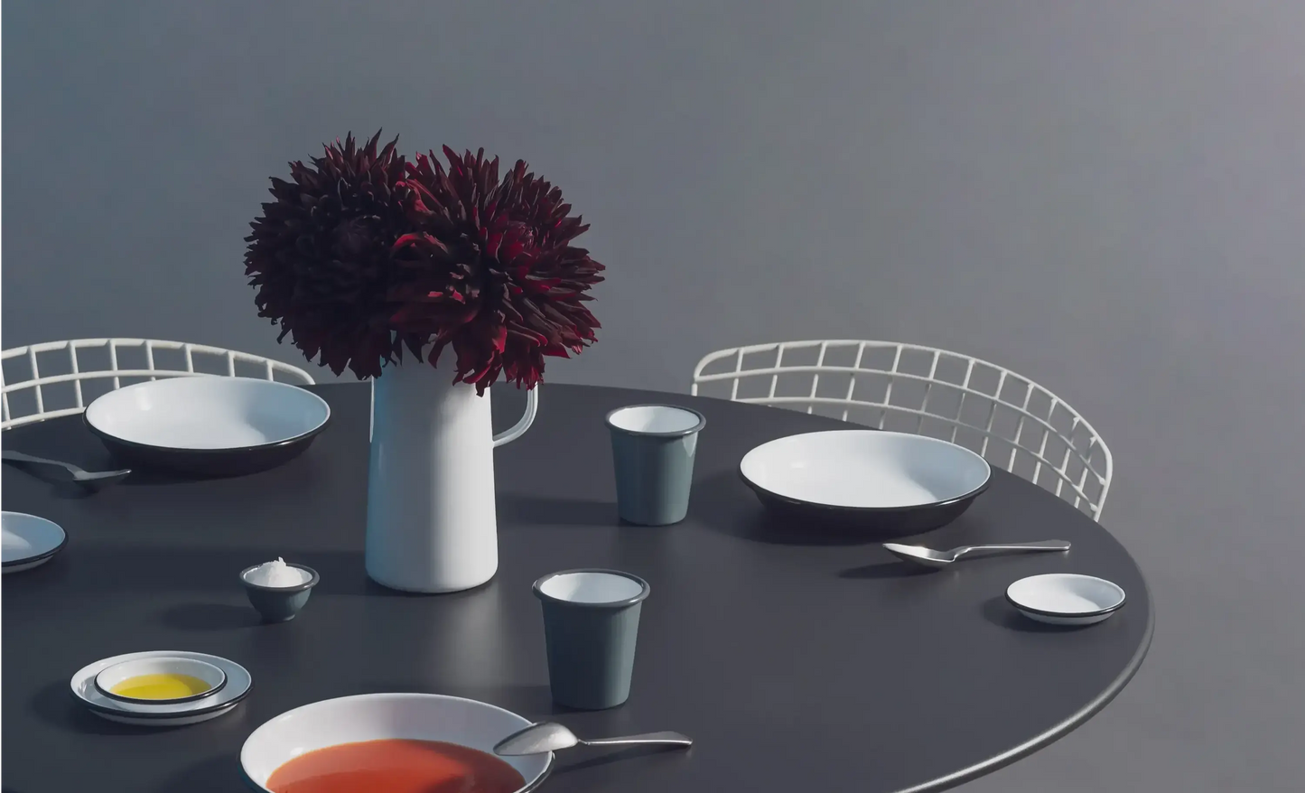 Falcon Enamelware Enamel Deep Plates Box of 4 Coal Black | Falcon Enamelware | Miss Arthur | Home Goods | Tasmania