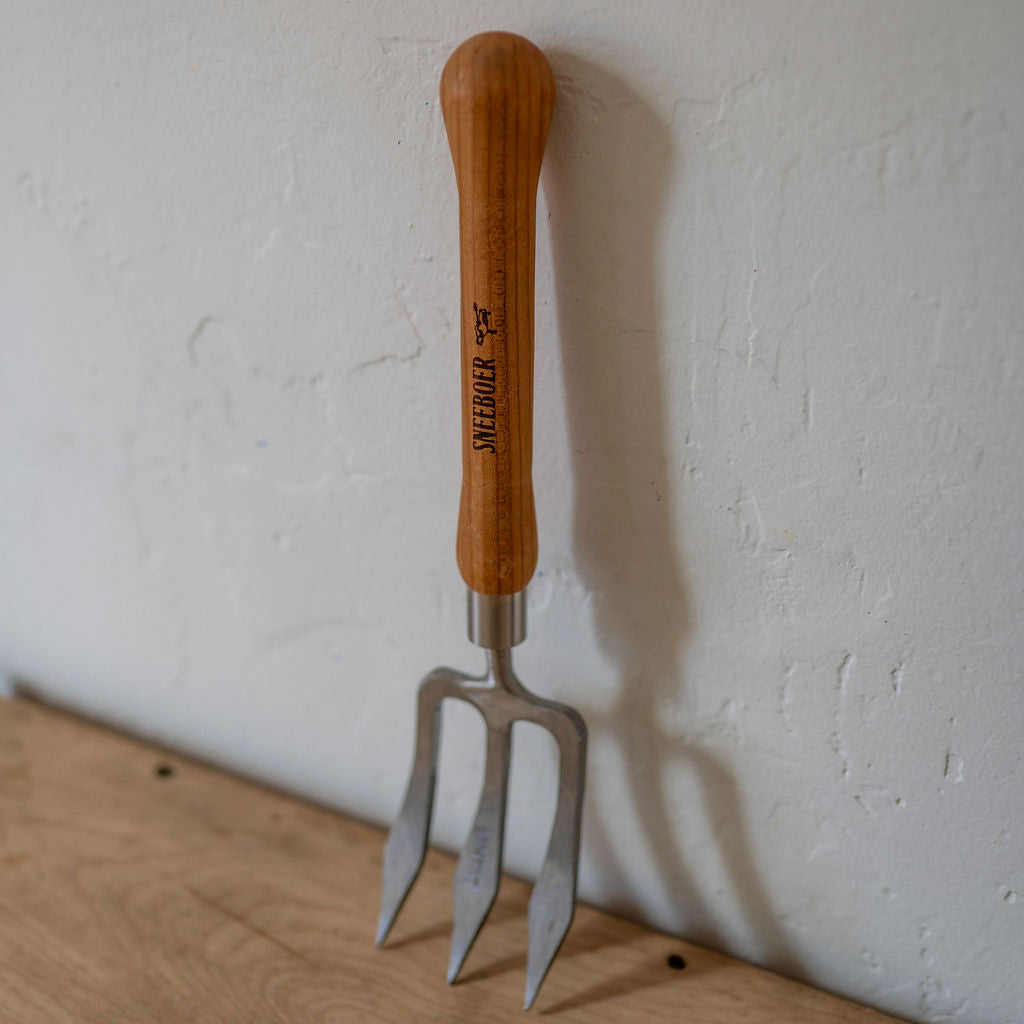 Sneeboer 3 Tine Weeding Fork 22cm Cherry Handle | Sneeboer Manufacturing | Miss Arthur | Home Goods | Tasmania
