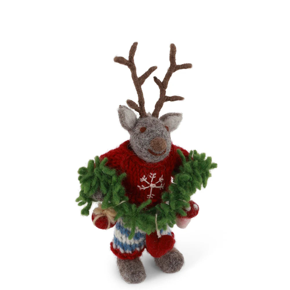 Gry & Sif Small Deer Boy Grey with Garland | Gry & Sif | Miss Arthur | Home Goods | Tasmania