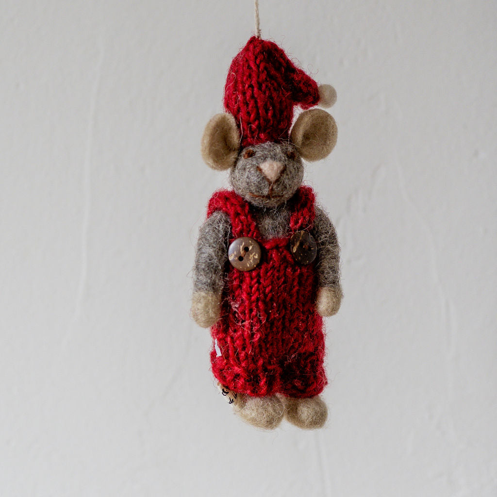 Gry & Sif Small Mouse Boy Grey with Red Pants | Gry & Sif | Miss Arthur | Home Goods | Tasmania
