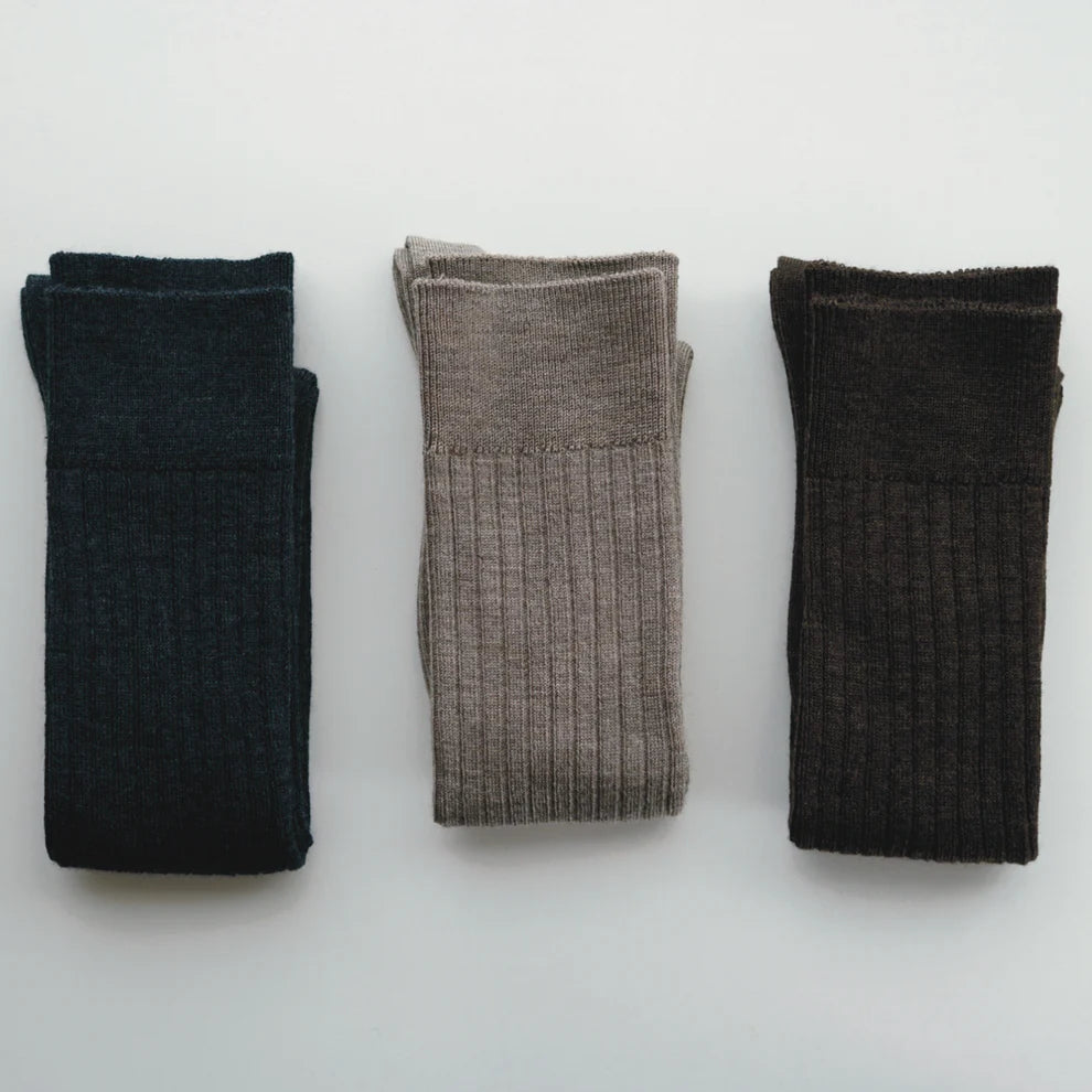 Hakne Merino Wool Ribbed High Socks Beige Small | Hakne | Miss Arthur | Home Goods | Tasmania