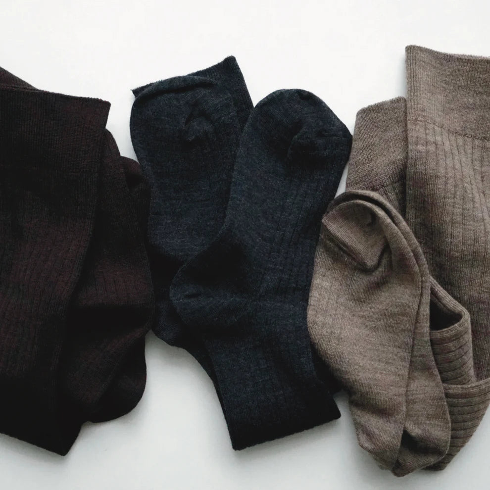 Hakne Merino Wool Ribbed High Socks Beige Medium | Hakne | Miss Arthur | Home Goods | Tasmania