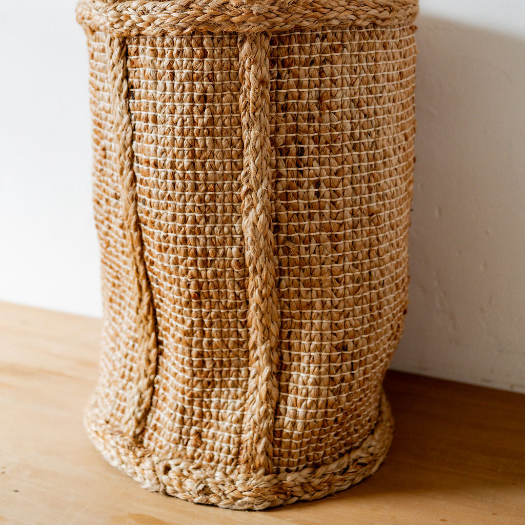 Fair Go Trading Jute Basket Hatched Weave Tall 48cm | Fair Go Trading | Miss Arthur | Home Goods | Tasmania