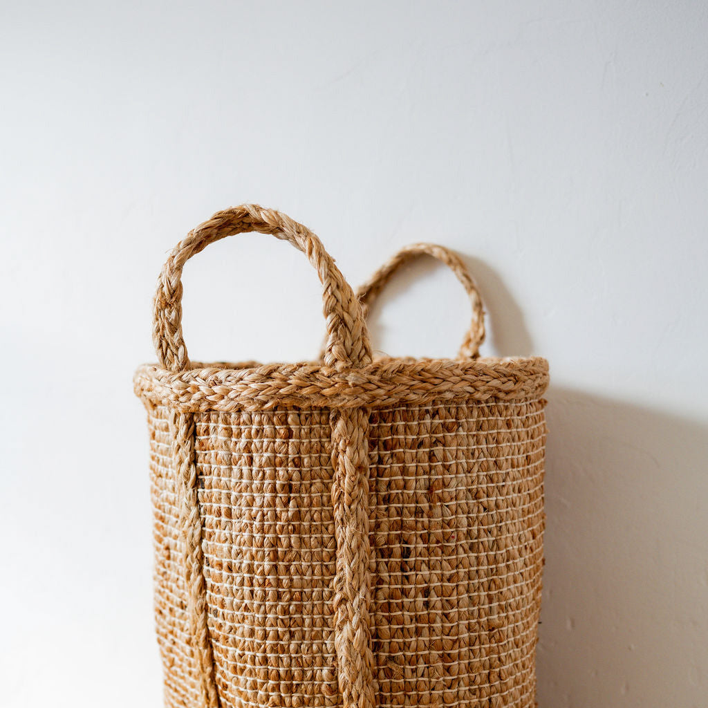Fair Go Trading Jute Basket Hatched Weave Tall 48cm | Fair Go Trading | Miss Arthur | Home Goods | Tasmania