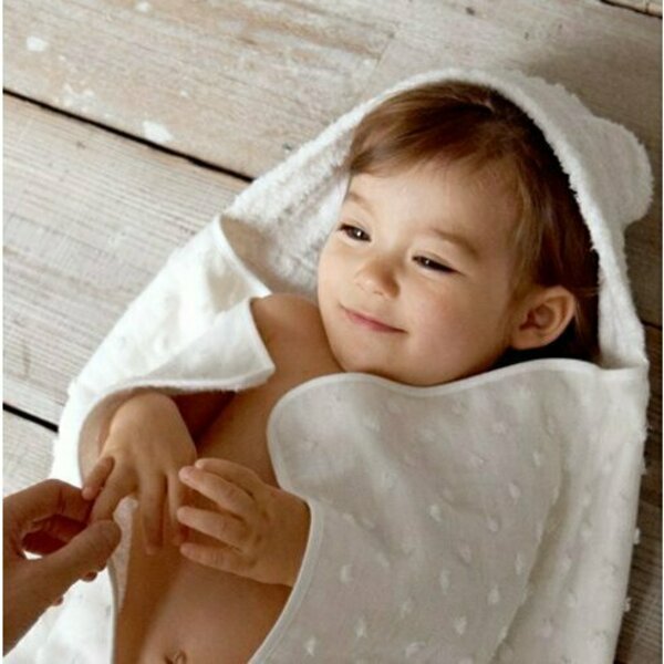 Kontex Natural Dots Ivory Hooded Bath Towel
