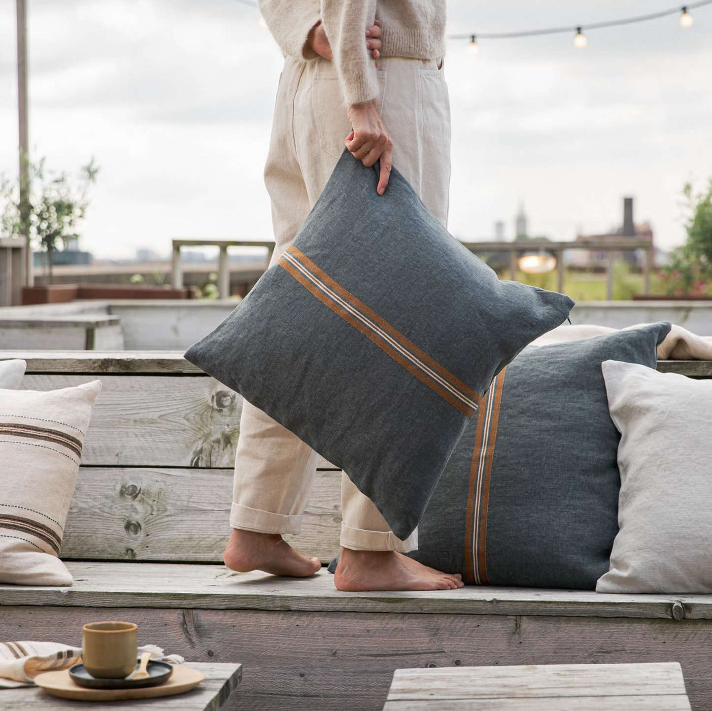 Libeco Atlas Cushion Cover River 50cm x 50cm | Libeco | Miss Arthur | Home Goods | Tasmania