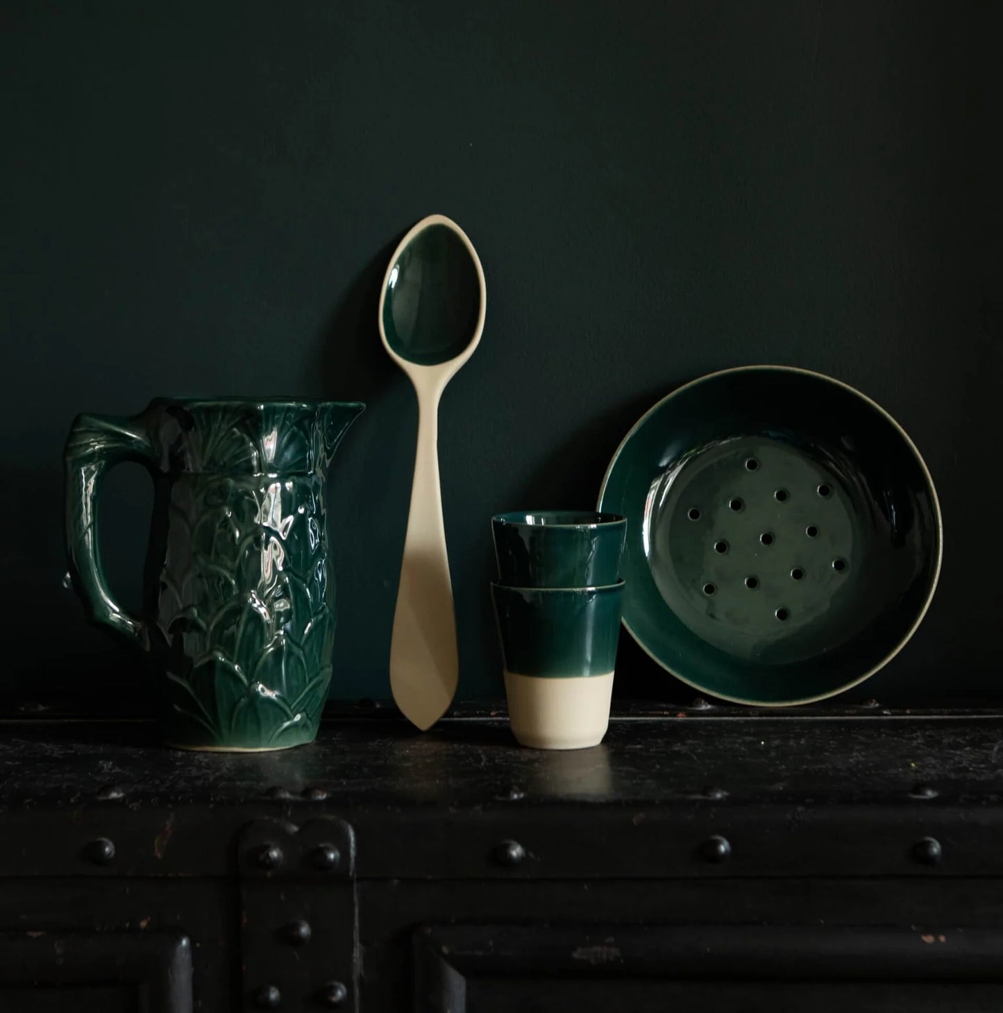 Manufacture de Digoin Leaf Jug 1L Vert Secret | Manufacture de Digoin | Miss Arthur | Home Goods | Tasmania