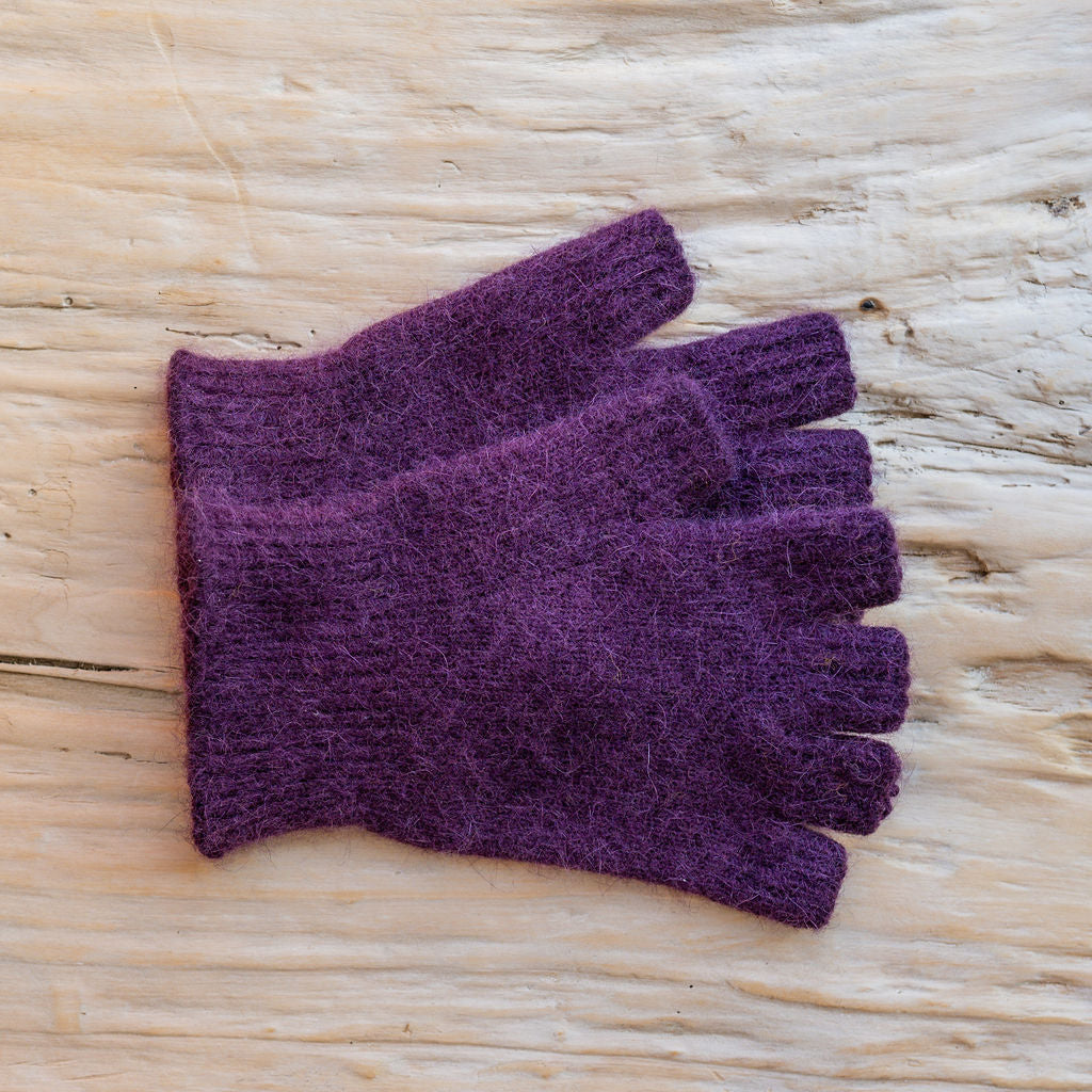 Penelope Durston Short Angora and Lambswool Fingerless Gloves Mulberry | Penelope Durston | Miss Arthur | Home Goods | Tasmania