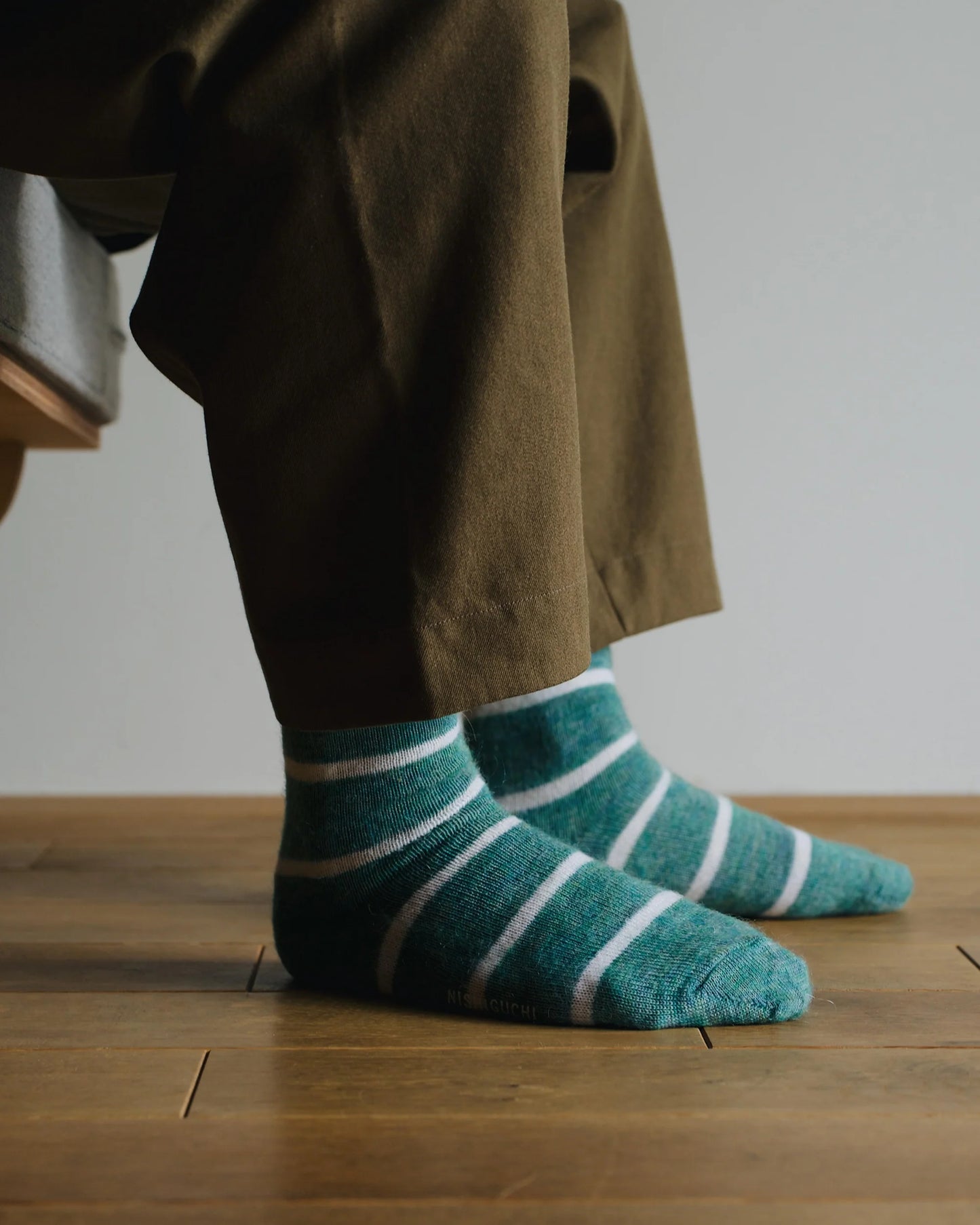 Nishiguchi Kutsushita Oslo Mohair Wool Border Sock Trail Road Small | Nishiguchi Kutsushita | Miss Arthur | Home Goods | Tasmania