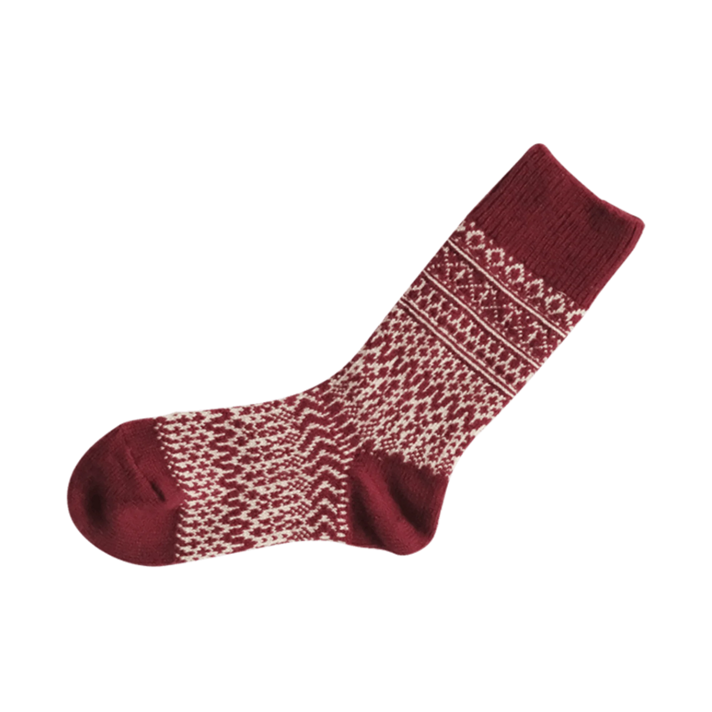 Nishiguchi Kutsushita Oslo Wool Jacquard Sock Wine Vanilla Medium | Nishiguchi Kutsushita | Miss Arthur | Home Goods | Tasmania