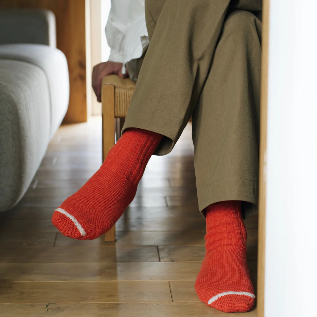 Nishiguchi Kutsushita Praha Wool Ribbed Sock Shrine Red Large | Nishiguchi Kutsushita | Miss Arthur | Home Goods | Tasmania