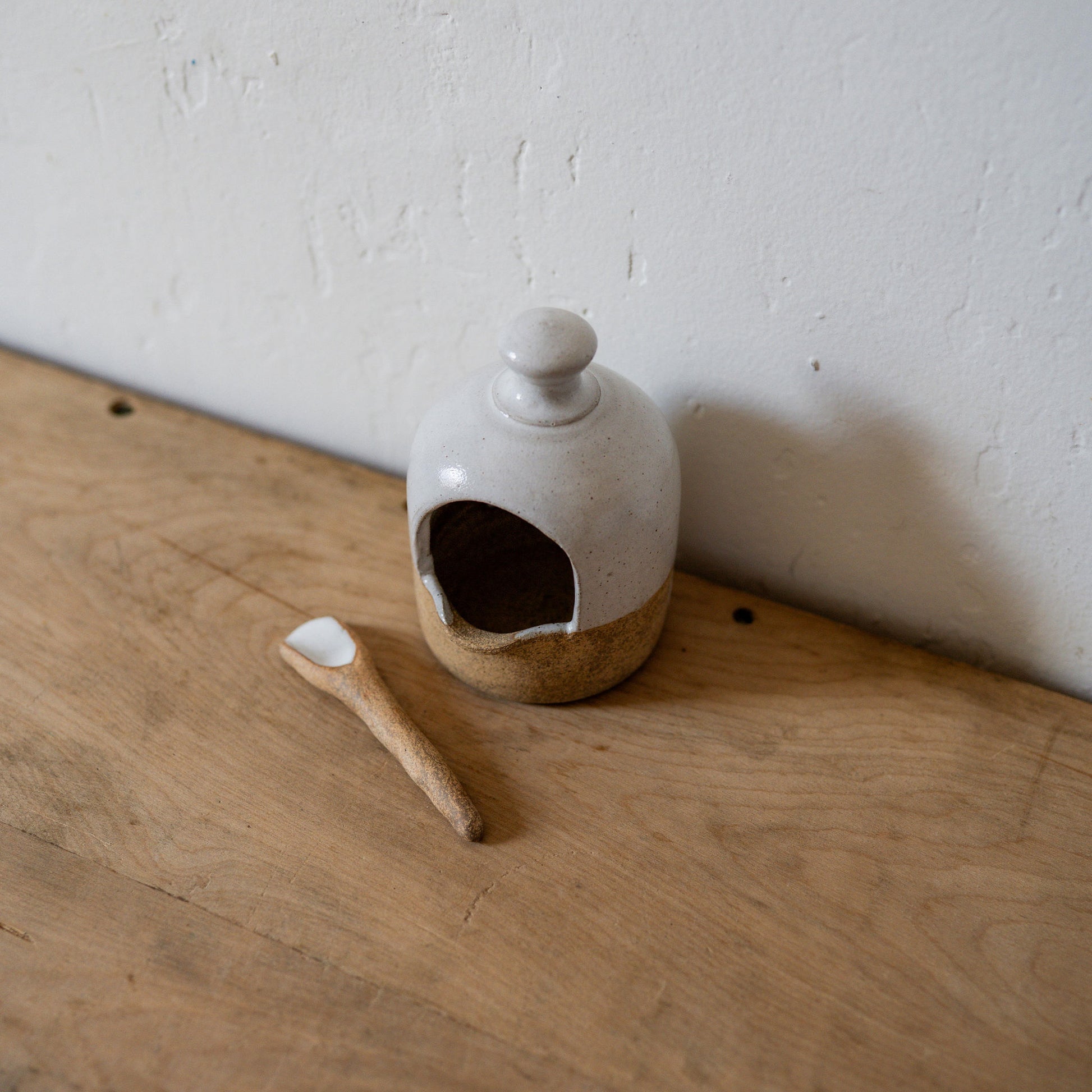 Pottery Salt Cellar with Spoon | Artisanal Goods | Miss Arthur | Home Goods | Tasmania