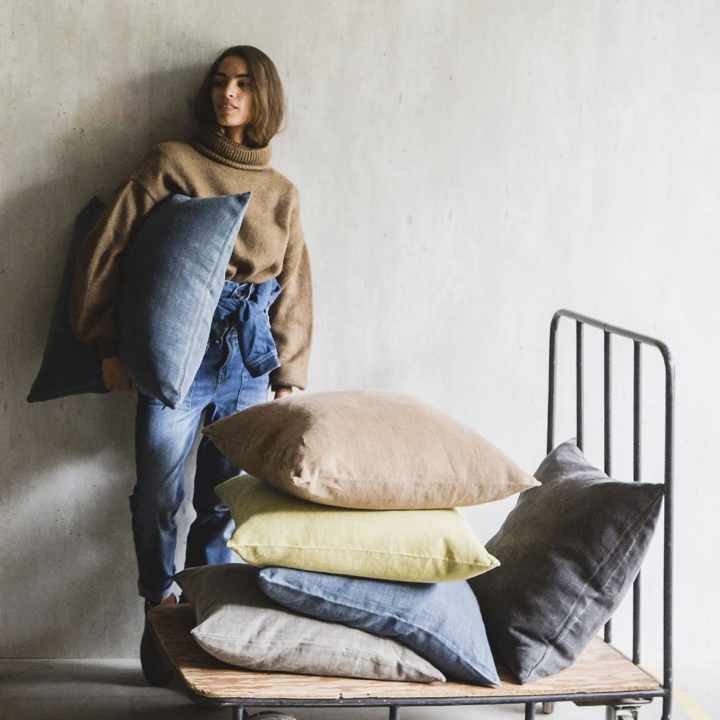 Libeco Re Cushion Cover Black 63cm x 63cm | Libeco | Miss Arthur | Home Goods | Tasmania