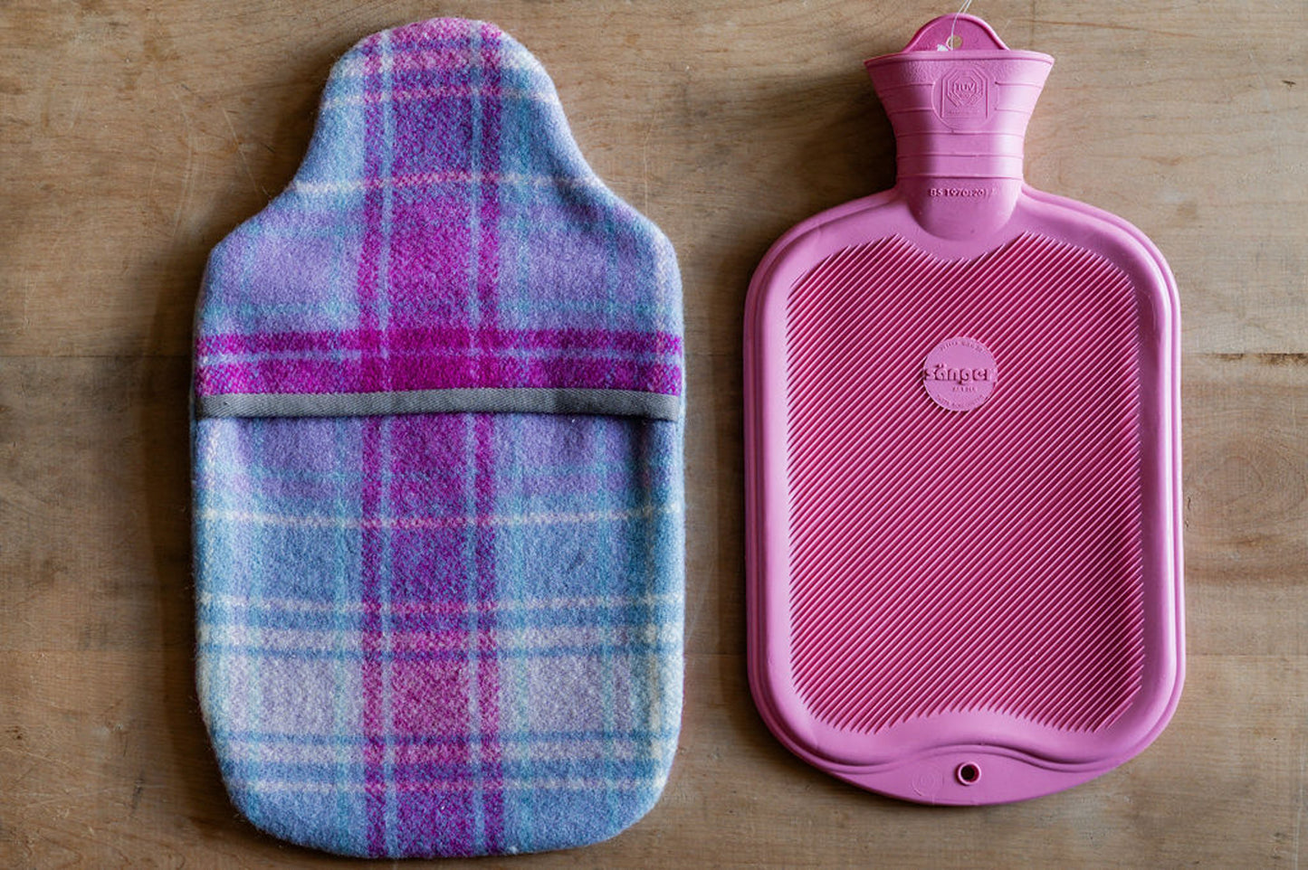 Vintage Wool Blanket Hot Water Bottle Cover Blue Pink Tartan | Miss Arthur | Miss Arthur | Home Goods | Tasmania