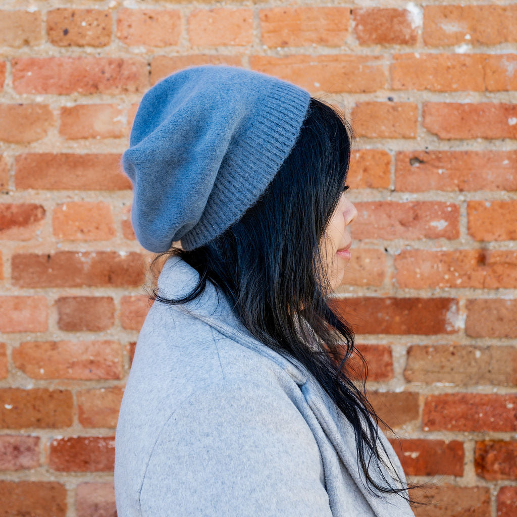 Penelope Durston Angora and Lambswool Slouch Beanie Denim | Penelope Durston | Miss Arthur | Home Goods | Tasmania