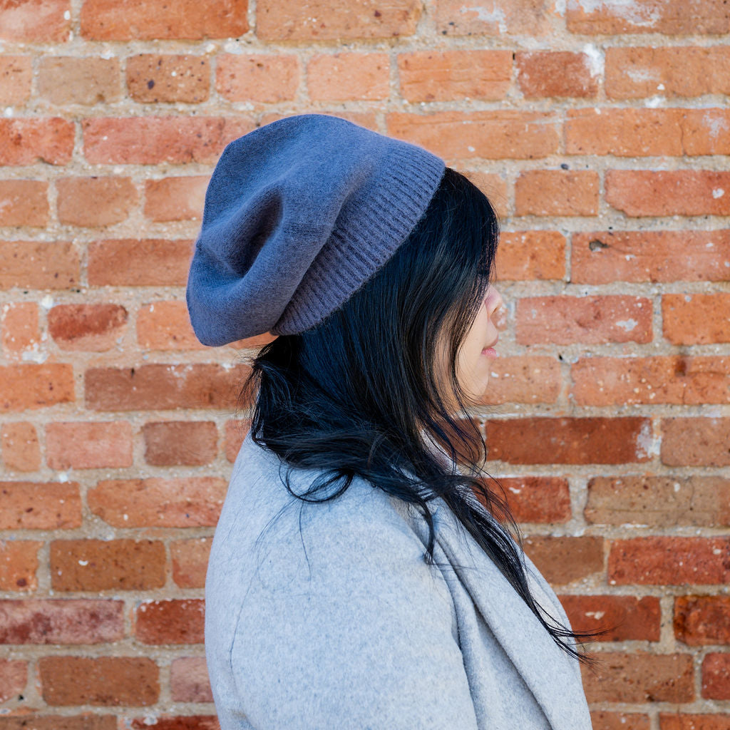 Penelope Durston Angora and Lambswool Slouch Beanie Lavender Haze | Penelope Durston | Miss Arthur | Home Goods | Tasmania