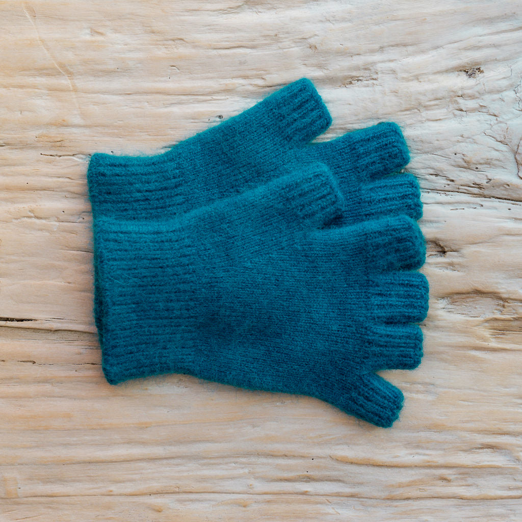 Penelope Durston Short Angora and Lambswool Fingerless Gloves Turquoise | Penelope Durston | Miss Arthur | Home Goods | Tasmania