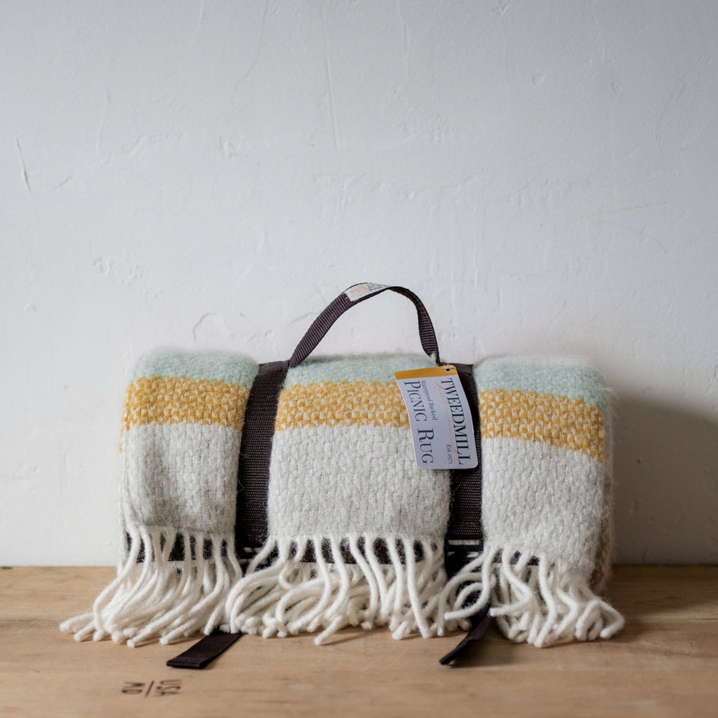 Tweedmill Textiles Polo Wool Picnic Rug Illusion Stripe Spring Brown | Tweedmill Textiles | Miss Arthur | Home Goods | Tasmania