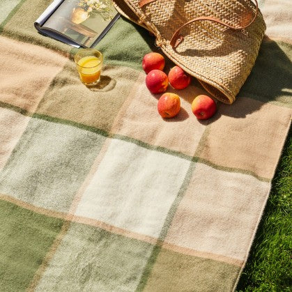 Tweedmill Textiles Polo Wool Picnic Rug Block Check Olive | Tweedmill Textiles | Miss Arthur | Home Goods | Tasmania