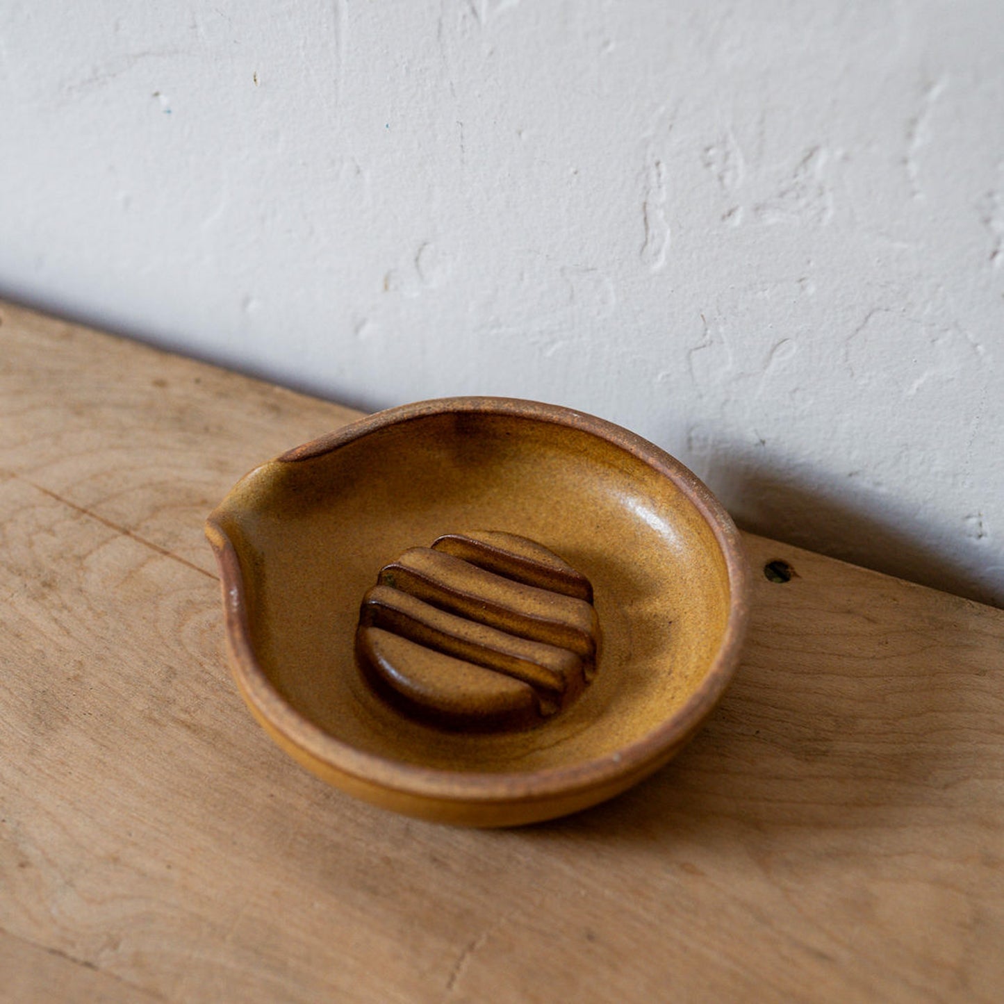 Pottery Soap Dish with Spout Honey | Artisanal Goods | Miss Arthur | Home Goods | Tasmania