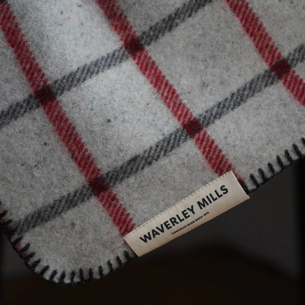 Waverley Mills Recycled Wool Grid Pet Blanket Red | Waverley Mills | Miss Arthur | Home Goods | Tasmania