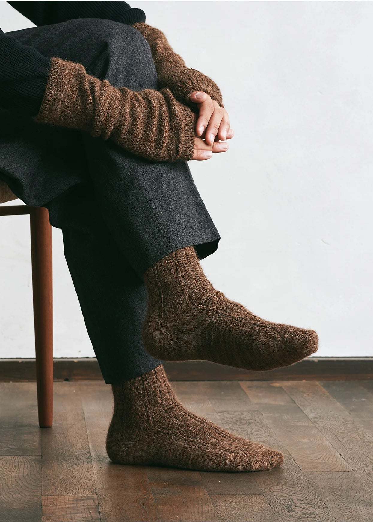 Yahae Alpaca Cable Socks Brown Medium | Yahae | Miss Arthur | Home Goods | Tasmania