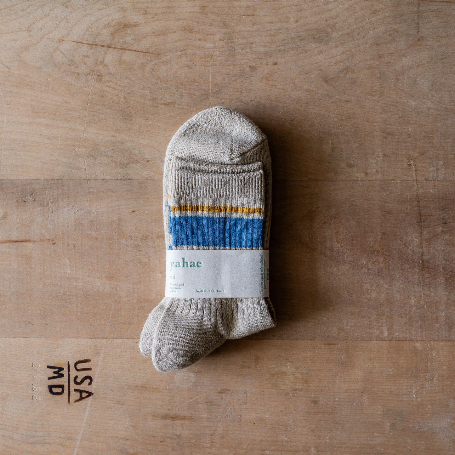 Yahae Organic Cotton Linen Pile Sole Line Socks Yellow Medium | Yahae | Miss Arthur | Home Goods | Tasmania