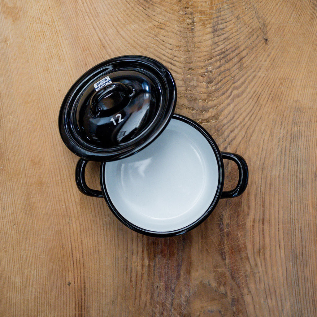 Riess Enamel Classic Casserole with Cover Black 0.5 Litre | Riess | Miss Arthur | Home Goods | Tasmania