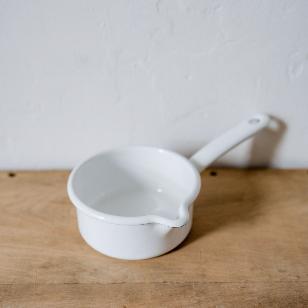 Riess Enamel Saucepan with Spout White 0.75L | Riess | Miss Arthur | Home Goods | Tasmania