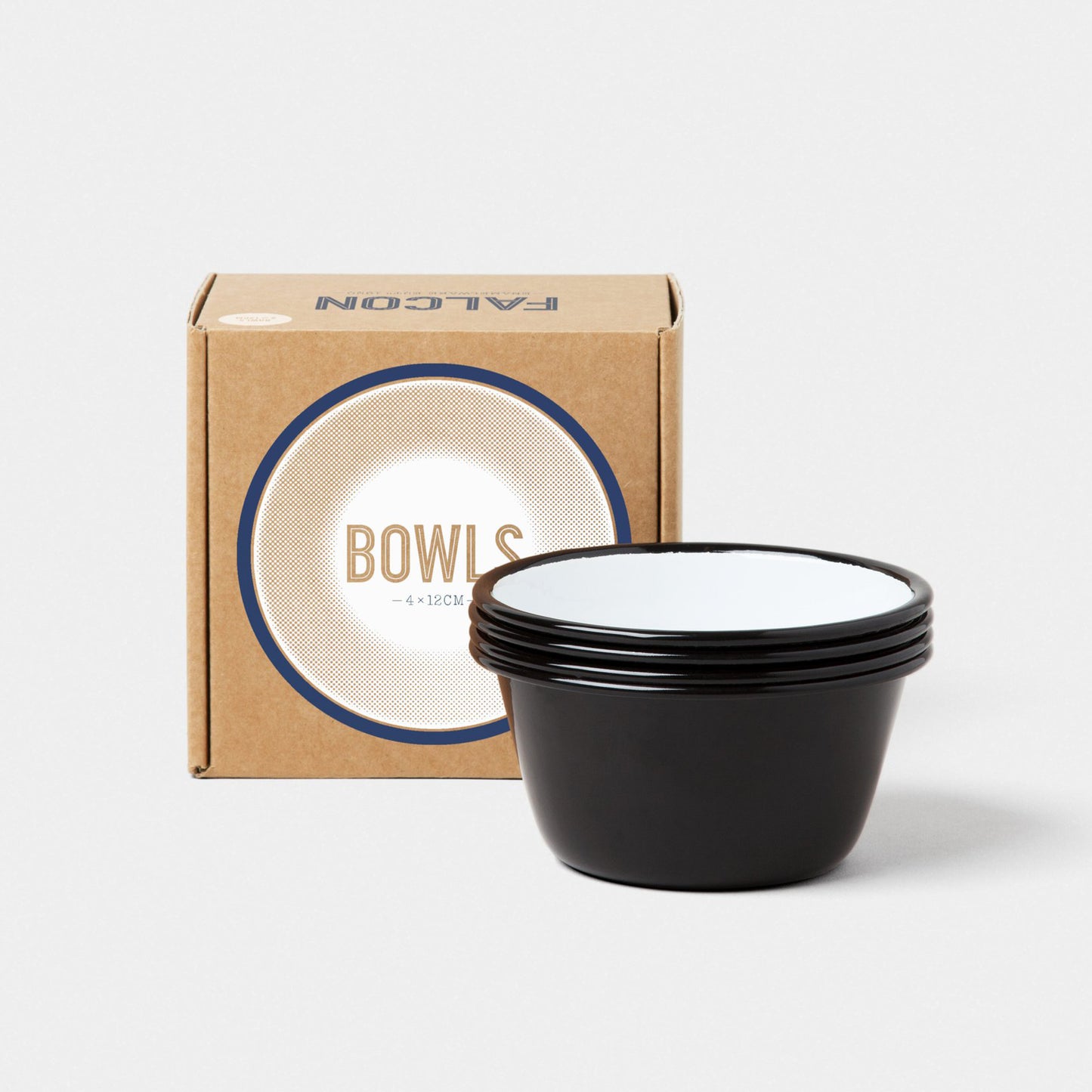 Falcon Enamelware Enamel 12cm Bowls Coal Black Set of 4 | Falcon Enamelware | Miss Arthur | Home Goods | Tasmania