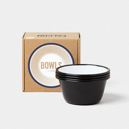 Falcon Enamelware Enamel 12cm Bowls Coal Black Set of 4 | Falcon Enamelware | Miss Arthur | Home Goods | Tasmania