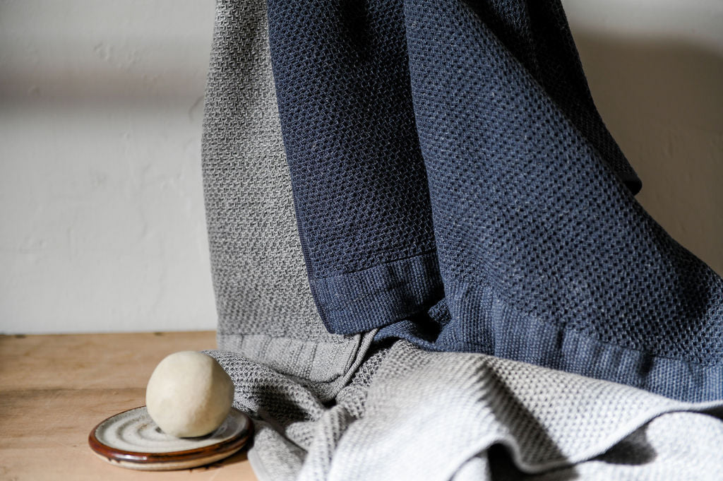 Kontex Vintage Waffle Bath Towel Navy | Kontex | Miss Arthur | Home Goods | Tasmania