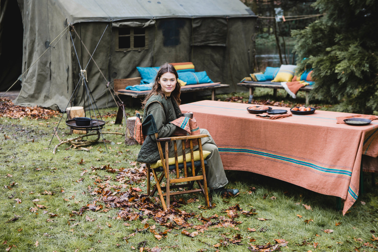Libeco The Ontario Stripe Tablecloth 175cm x 175cm | Libeco | Miss Arthur | Home Goods | Tasmania