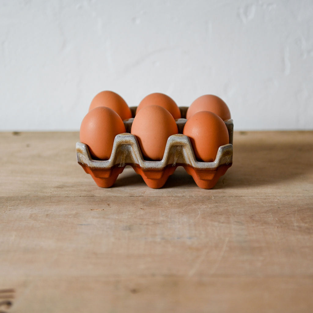 Weston Mill Pottery Egg Rack (6) Mushroom Glaze | Weston Mill Pottery | Miss Arthur | Home Goods | Tasmania