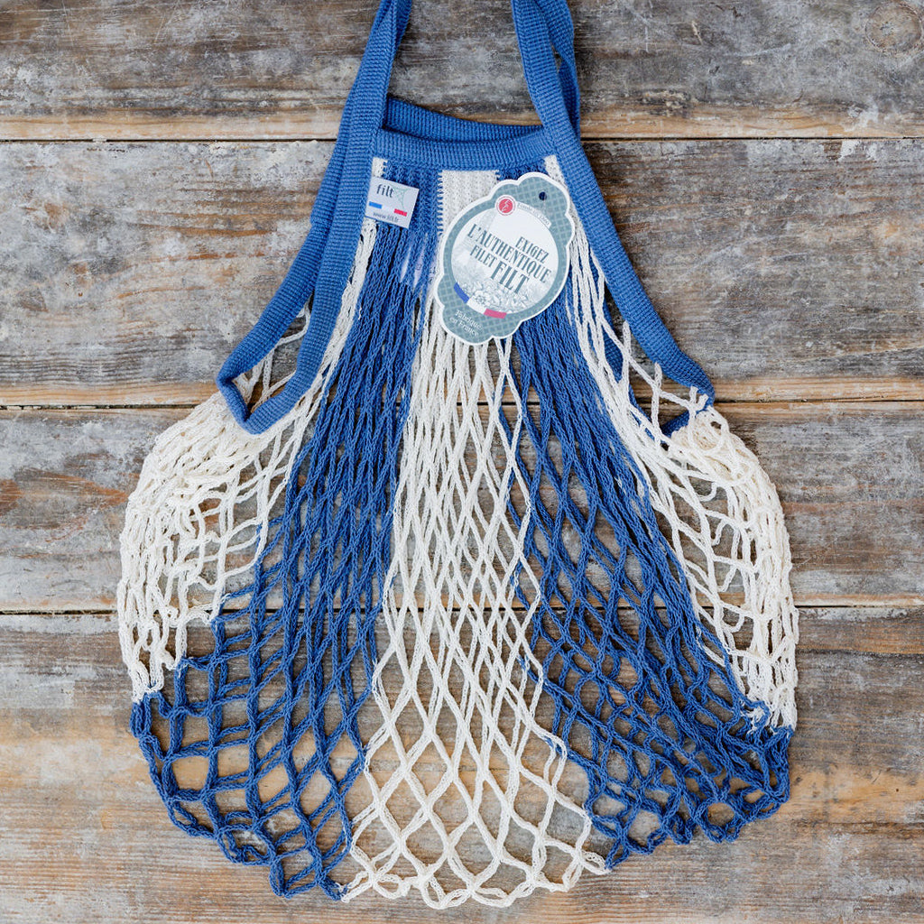 Filt French String Bag Short Handle Bleu Jean Ecru | Filt | Miss Arthur | Home Goods | Tasmania