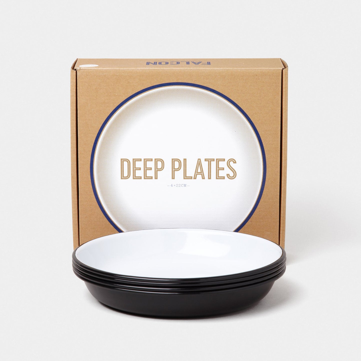 Falcon Enamelware Enamel Deep Plates Box of 4 Coal Black | Falcon Enamelware | Miss Arthur | Home Goods | Tasmania