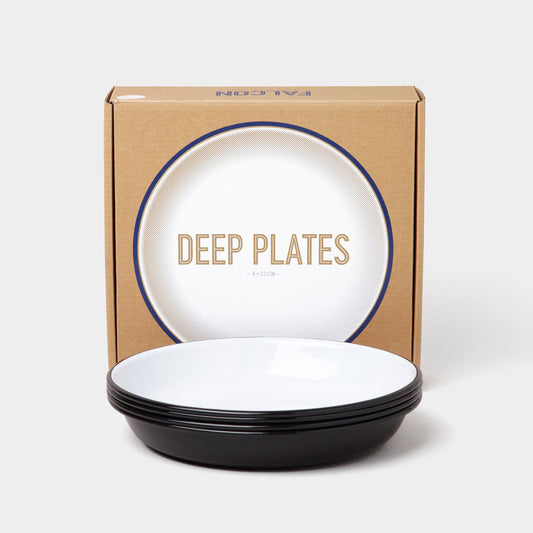 Falcon Enamelware Enamel Deep Plates Box of 4 Coal Black | Falcon Enamelware | Miss Arthur | Home Goods | Tasmania