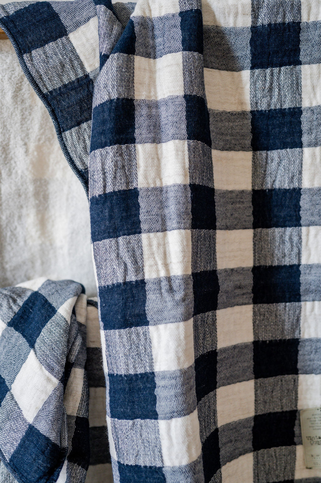 Kontex Vintage Check Hand Towel Navy | Kontex | Miss Arthur | Home Goods | Tasmania