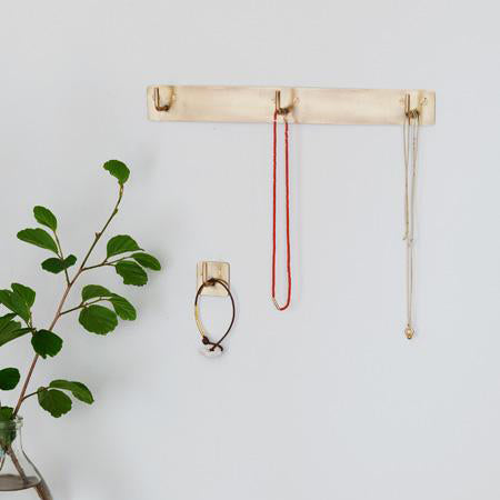 Brass Plated Triple Hook | Fog Linen Work | Miss Arthur | Home Goods | Tasmania