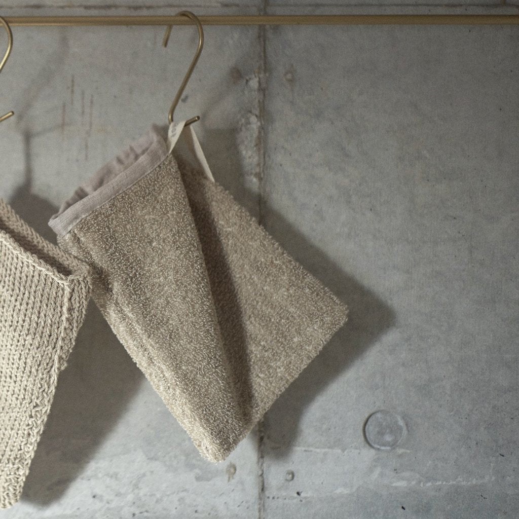 Fog Linen Work Linen Pile Bath Mitten Natural | Fog Linen Work | Miss Arthur | Home Goods | Tasmania
