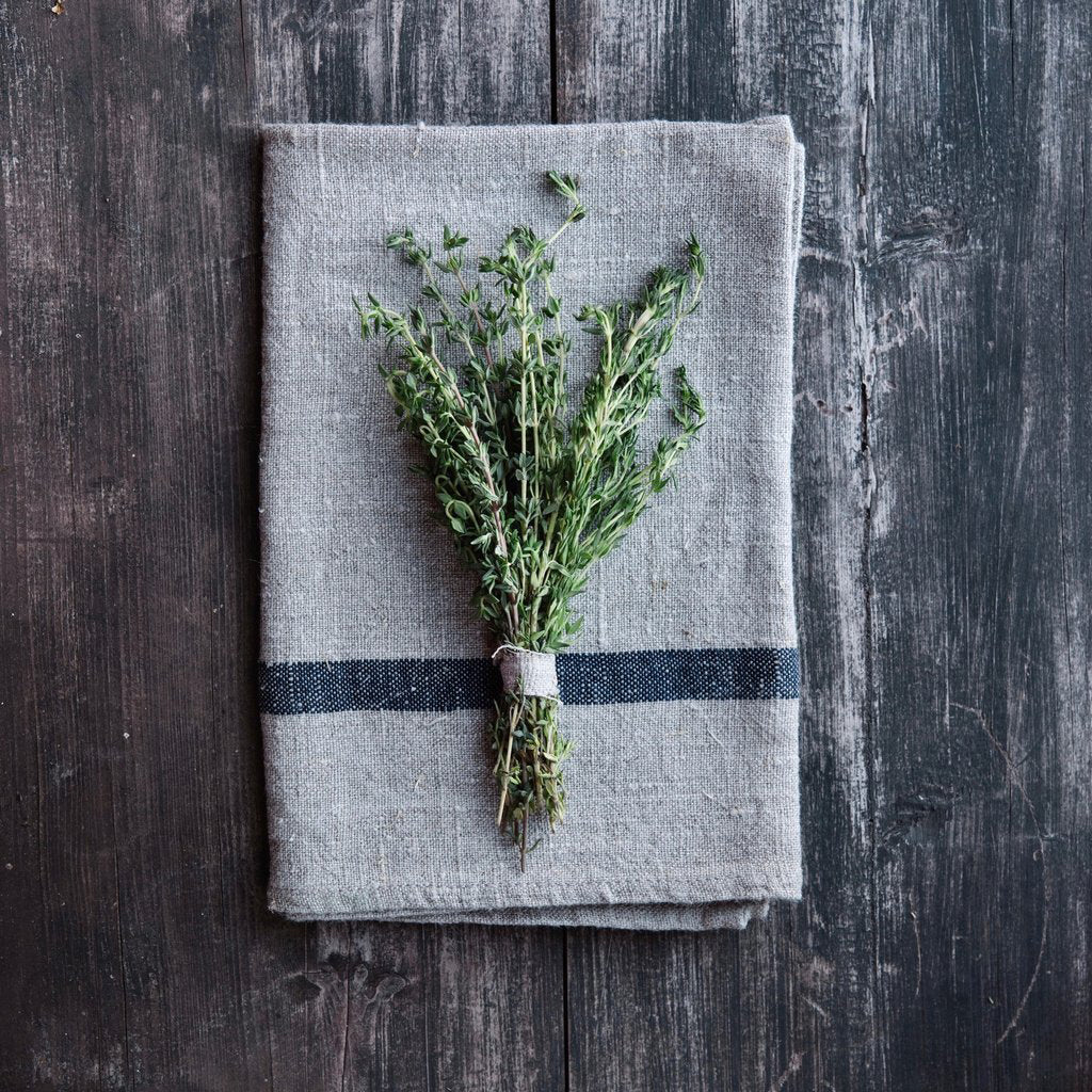 Fog Linen Work Linen Lined Kitchen Cloth Natural Navy | Fog Linen Work | Miss Arthur | Home Goods | Tasmania