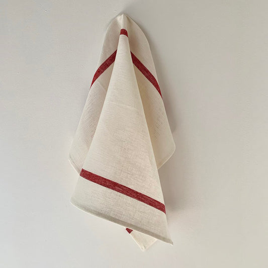 Linen Lined Kitchen Cloth White Red | Fog Linen Work | Miss Arthur | Home Goods | Tasmania
