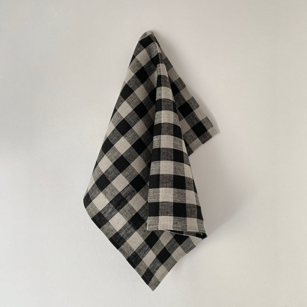 Fog Linen Work Thick Linen Cloth Black Natural Check | Fog Linen Work | Miss Arthur | Home Goods | Tasmania
