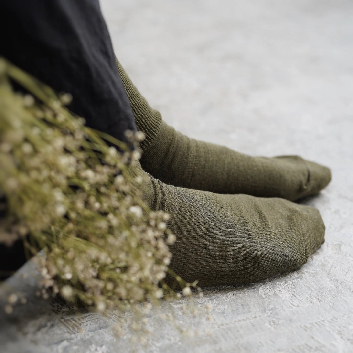 Merino Wool Ribbed Sock Khaki Medium | Hakne | Miss Arthur | Home Goods | Tasmania