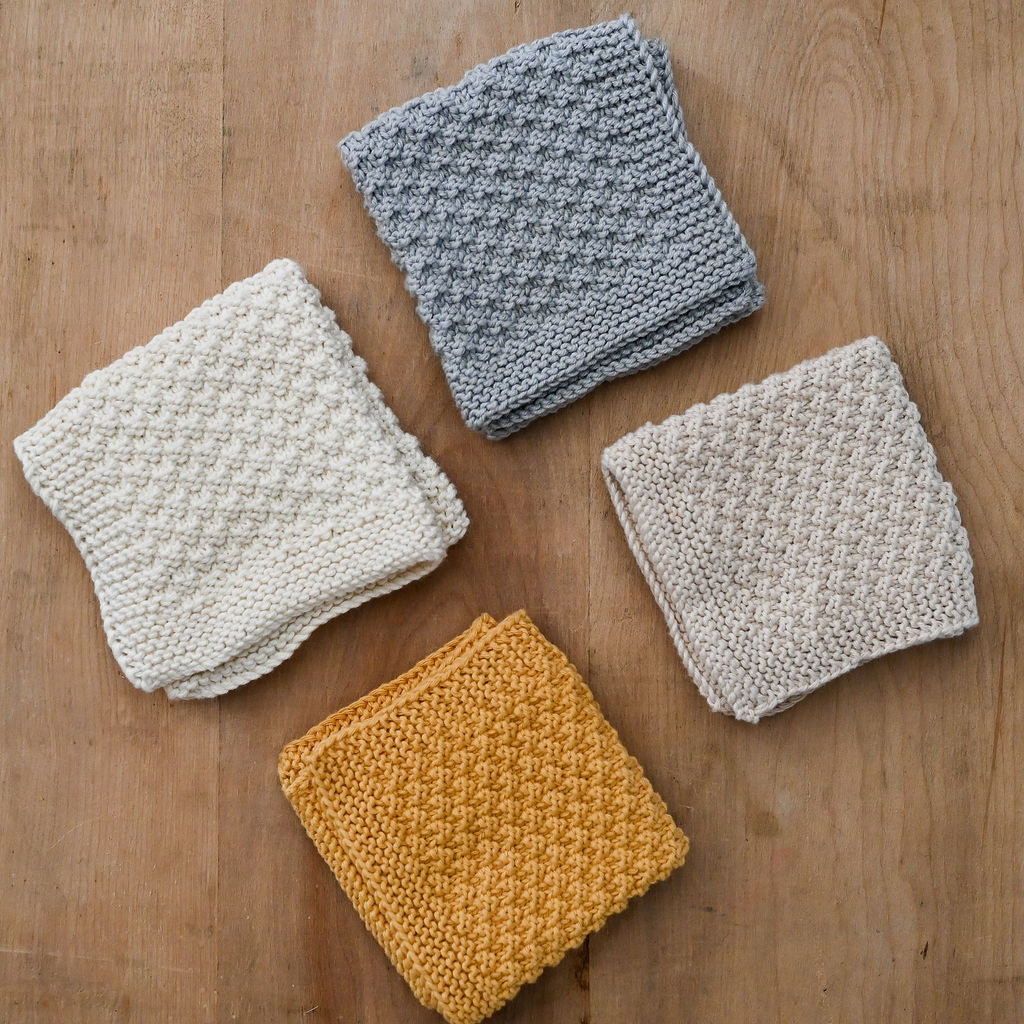 Hand Knitted Cotton Face Washer Grey | Tasmanian Handcrafted | Miss Arthur | Home Goods | Tasmania