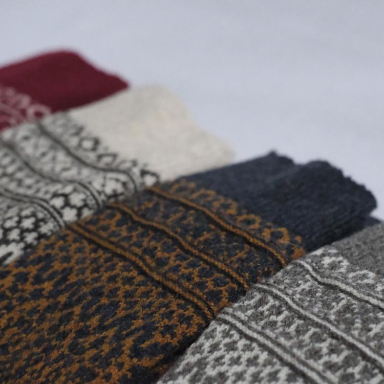 Oslo Wool Jacquard Sock Oatmeal Coffee Large | Nishiguchi Kutsushita | Miss Arthur | Home Goods | Tasmania