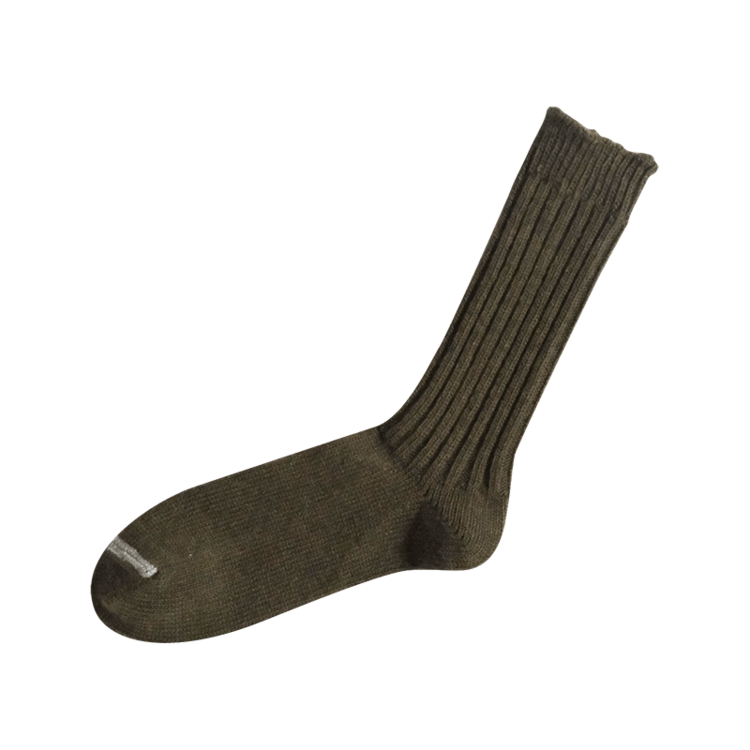 Praha Wool Ribbed Sock Khaki Medium | Nishiguchi Kutsushita | Miss Arthur | Home Goods | Tasmania